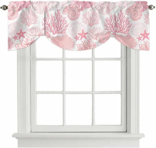 Vista 19 de Cortinas de verano con cenefa de amarre para ventanas, cortinas costeras de cocina costeras para ventanas, cortinas náuticas junto al mar, beige