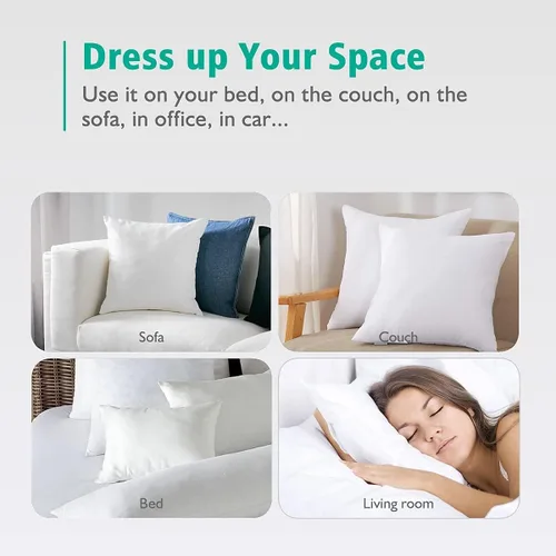 Vista 8 de APSMILE - Juego de 2 fundas de almohada de 12 x 20 pulgadas con relleno de plumas de ave y plumón orgánico, 100 % de tela de algodón, suave