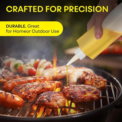 Vista 5 de BRIGHTFROM Botellas vacías de 16 onzas, paquete de 2 recipientes para chorro con parte superior roja, sin BPA para condimentos, jarabe, salsa