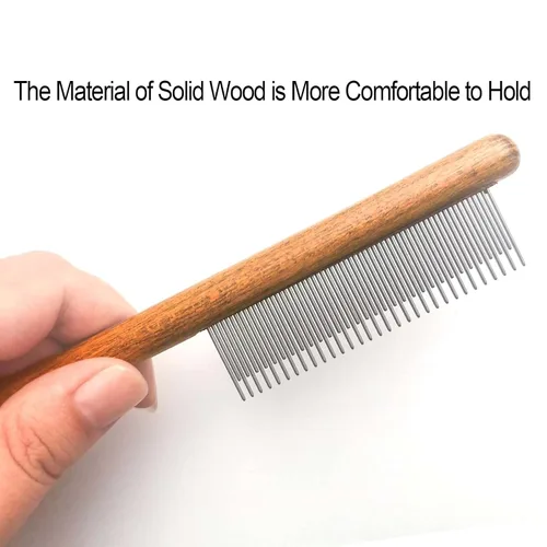 Vista 2 de Peine para gatos, peine de perro, herramienta de aseo de peine de madera maciza para gatos, perros y conejos..
