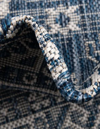 Vista 294 de Unique Loom Outdoor Aztec Collection Alfombra de área, Chalca (7 pies 10 pulgadas, cuadrada, azul/marfil)