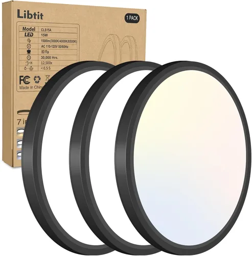 Vista 22 de libtit Paquete de 1 luces LED de techo pequeñas de 4.7 pulgadas, montaje empotrado, 3000 K, 4000 K, 6500 K, ajustable, 7 W, 700 lúmenes, luz