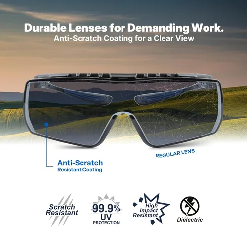 Vista 5 de GE Safety Glasses Over Eyeglasses - ANSI Safety Z87.1 Protective Eyewear OTG Series Tinted Lens with Anti Scratch