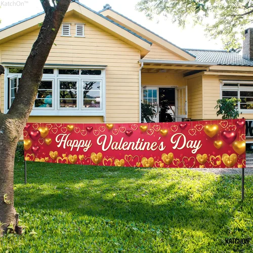 Vista 9 de KatchOn, Cartel de feliz día de San Valentín, extragrande, 120 x 20 pulgadas, pancarta de San Valentín, decoraciones para el día de San Valentín al