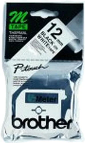 Brother M-K231BZ - Cinta de etiquetado, negro sobre blanco, 0.472 in (ancho) x 26.2 ft (largo), Brother Genuine Supplies