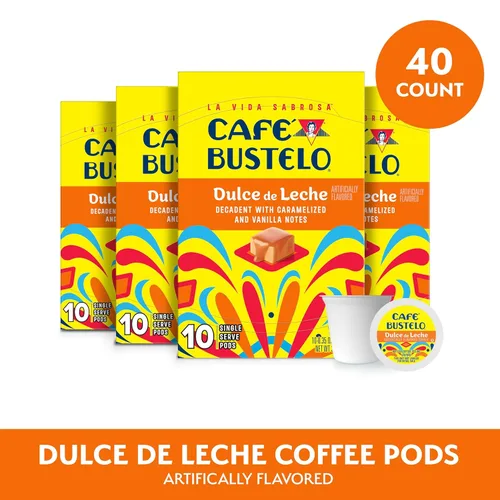 Vista 2 de Café Bustelo Dulce de Leche - Café con sabor artificial, 10 cápsulas K-Cup (paquete de 6)