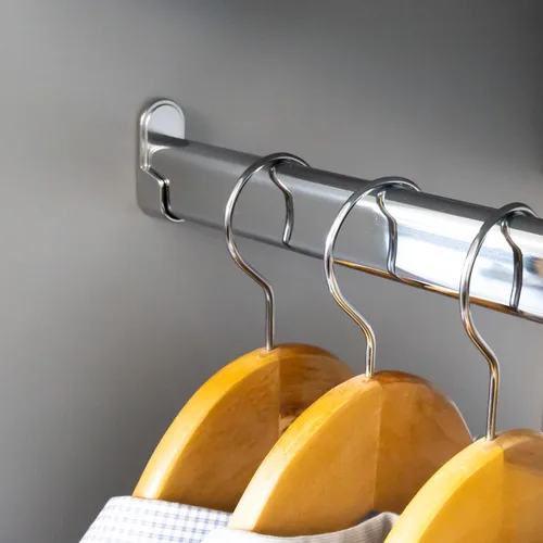 Barra de armario ovalada con soportes finales (cromado, 18 pulgadas)