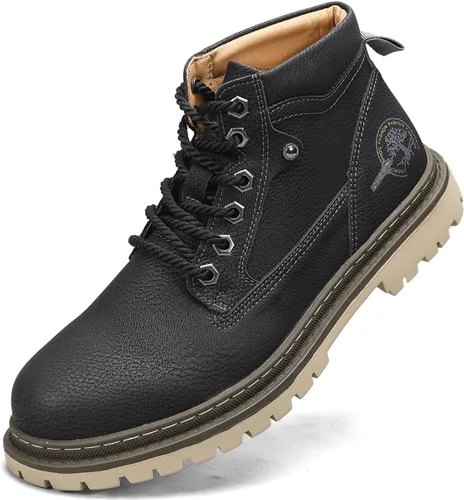 Vista 10 de Shaire Botas Chukka de cuero para hombre Botines con cordones para hombre Botas cómodas casuales