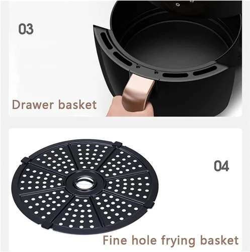 Vista 6 de Freidora de aire – 100℉ a 450℉ 3.6L Horno caliente Cocina Fácil Pantalla táctil Precalentar Freidora digital Negro