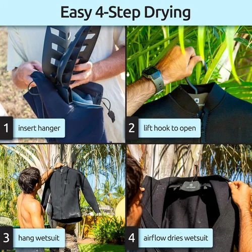 Vista 6 de Percha para trajes de neopreno, de secado rápido, plegable y ventilado para buceo, surf o natación, ideal para trajes de neopreno, trajes secos