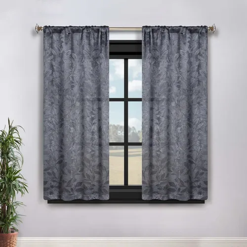 Vista 60 de Superior Cortinas opacas, oscurecimiento de la habitación para dormitorio, bloqueo solar, térmicas, cortinas bohemias modernas, colección de hojas