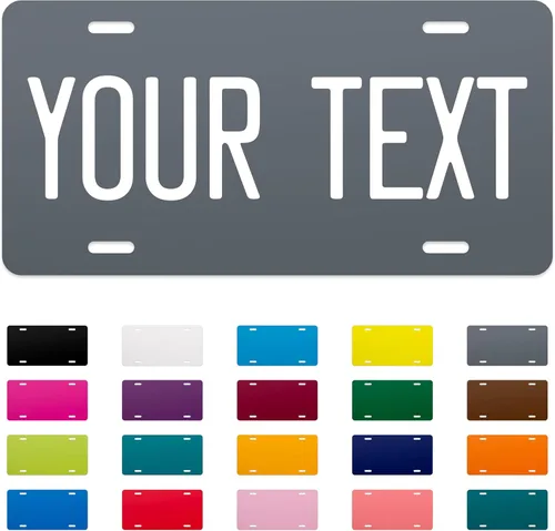 Vista 13 de Excelmark Vanity - Placa de matrícula personalizada para exhibiciones de automóviles, placa de aluminio personalizada (negro)