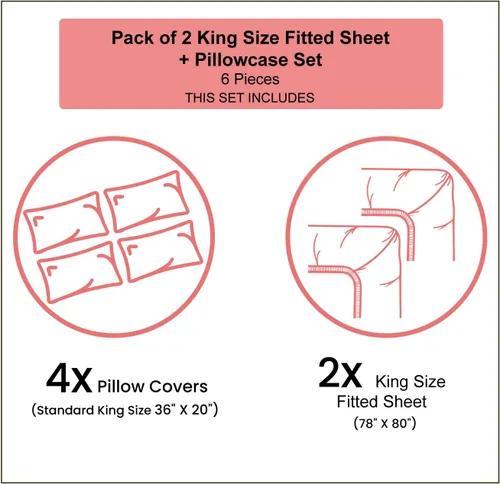 Vista 3 de Lunarable Smile 2 Pack Fitted Sheet & Pillow Sham Set, Retro Camera Photography Art, 4 Pcs Bedding Decor, Package Contains 2 King Size Fitted Sheets