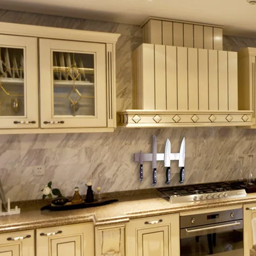 Vista 4 de AOMAG Barra magnética para cuchillos de acero inoxidable de 14 pulgadas con funcionalidad multiusos como soporte para cuchillos, tira de cuchillos