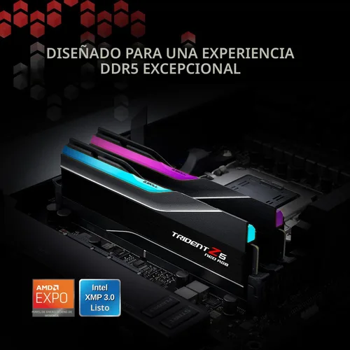 Vista 2 de G.SKILL Trident Z5 Neo RGB Series DDR5 RAM (AMD Expo e Intel XMP 3.0) 32GB (2x16GB) 6000MT/s CL36-36-36-96 1.35V Memoria de computadora