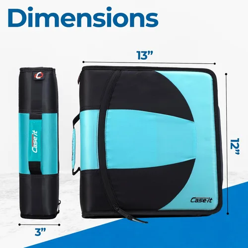 Vista 6 de Case-it La Carpeta Dual 2 en 1 con Cremallera Dos Anillos en D de 1.5 Pulgadas, Capacidad para 600 Hojas, Estuche para Lápices y Múltiples