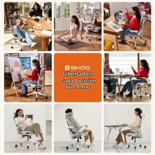 Vista 9 de SIHOO Silla de oficina ergonómica de malla B100 con soporte lumbar Negro