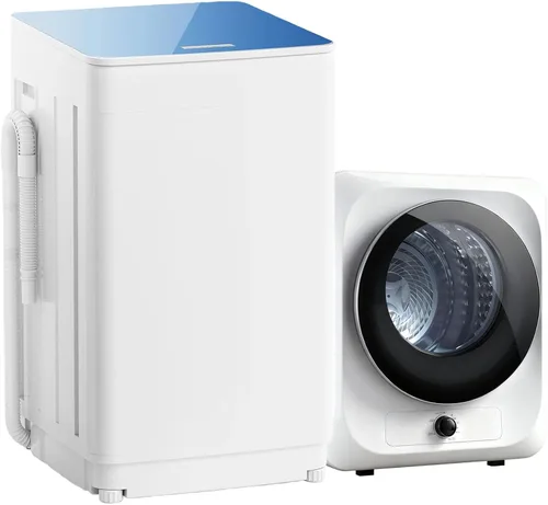 Vista 17 de Auertech Juego combinado de lavadora y secadora portátil, lavadora totalmente automática de 18 libras, secadora portátil de 1.5 pies cúbicos