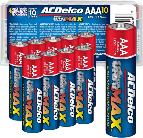 Powermax ACDelco UltraMAX 10 pilas AAA triples, batería alcalina con tecnología avanzada para el hogar y la oficina, vida útil de 10 años, embalaje
