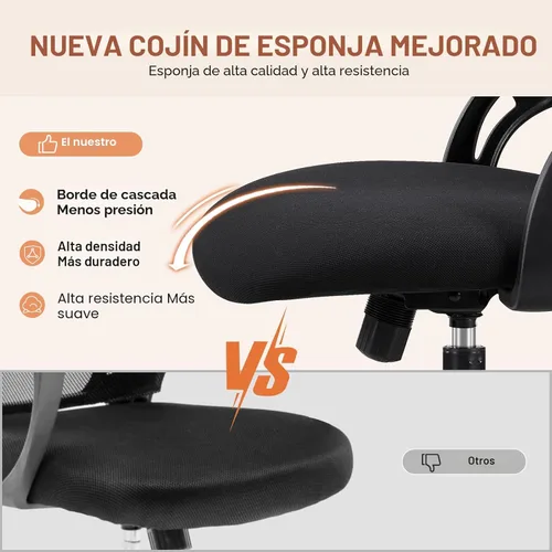 Vista 4 de Sweetcrispy Silla de escritorio para computadora de oficina, ergonómica, con respaldo alto, de malla, con ruedas y reposacabezas ajustables, cómodo