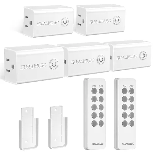 Vista 10 de SURAIELEC Toma de control remoto, interruptor de luz inalámbrico, interruptor de pared basculante decorativo, 15 amperios, rango RF de 100 pies, sin