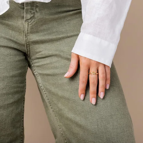 Vista 2 de PAVOI Anillo de eternidad chapado en oro de 14 quilates para mujer