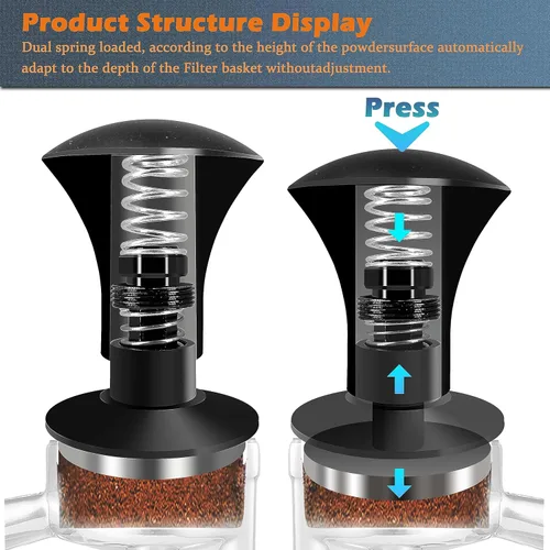 Vista 7 de NEOUZA Espresso Tamper V2 2.000 in Dual Calibrado Muelle Cargado para Cafetera Portafiltro, Anti Deflexión de Presión, Mango Refinado, Base