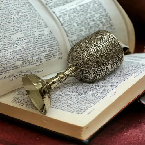 Vista 4 de Copa de Cáliz de Oro Arthur King Copa de Latón Copa Viking Beber Vino Copa Comunioun Mediveal Inspirado Copa