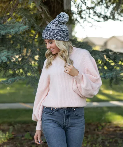 Vista 6 de Revony Acogedor gorro navideño con pompón, holgado y de gran tamaño para mujer, cálido y suave