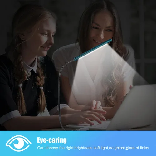 Vista 7 de Mudder 2 piezas de luz LED USB para teclado, luz de cuello de cisne, lámpara de computadora de palo flexible, lámpara LED regulable, interruptor