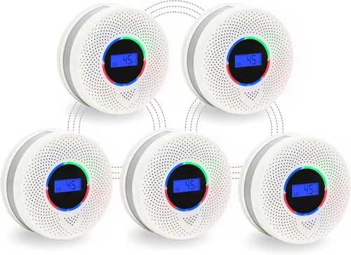 Vista 12 de Detector de humo y monóxido de carbono inalámbrico interconectado de 10 años con batería, alarma inteligente de humo y CO con pantalla digital