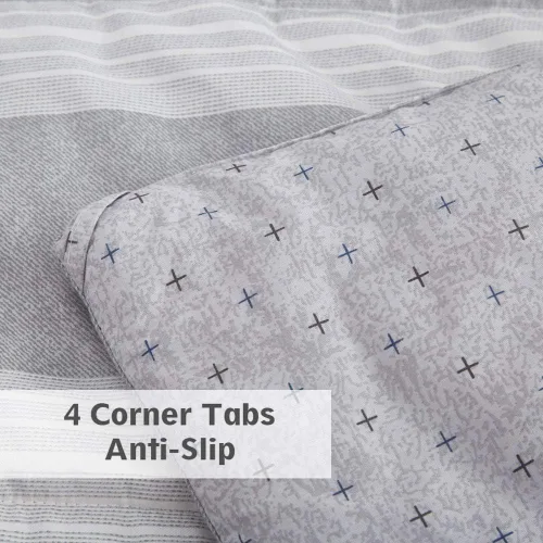 Vista 6 de ATsense - Juego de edredón tamaño king, para todas las estaciones, 3 piezas, 100% tela de algodón, relleno de microfibra suave, edredón reversible