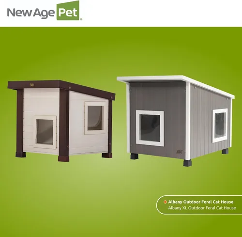 Vista 12 de New Age Pet ECOFLEX - Casa para gatos al aire libre XL resistente a la intemperie, suelo elevado, doble solapa de vinilo, 30% más grande, 28