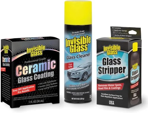 Invisible Glass 99607 Kit de cuidado de vidrio: limpia con limpiador de vidrio en aerosol, tira manchas de agua con separador de vidrio, protege con
