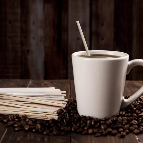 Vista 4 de Party Essentials Agitadores de café de bambúpalitos para bebidas, 5.5 pulgadas envueltos individualmente, 500 unidades, naturales