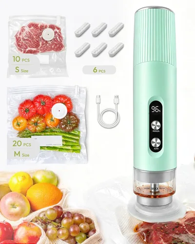 Vista 9 de Maestri House Handheld Vacuum Sealer for Food, 30 Reusable Bags & 6 Clips White