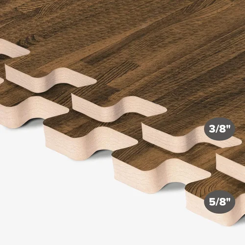 Vista 8 de Azulejos de espuma estampada de 3/8 de pulgada de grosor Forest Floor, tapetes de espuma de grano de madera entrelazados de primera calidad, piso