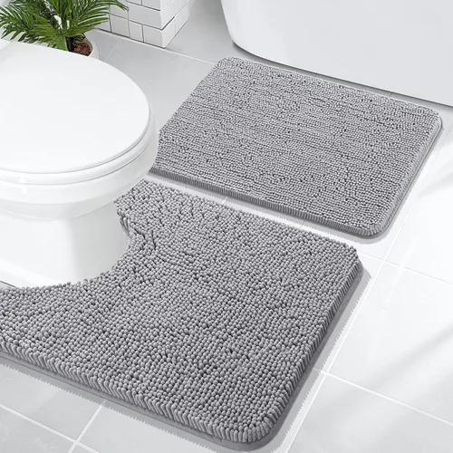 Vista 95 de OLANLY Juego de 2 alfombras de baño de felpilla suave y absorbente, antideslizantes, de secado rápido, lavables a máquina, accesorios de decoración