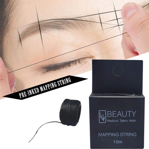 Vista 5 de Cuerda de mapeo de cejas preentintada para microblading marcador de cejas hilo tatuaje PMU microblading cuerda herramienta de medición para marcar