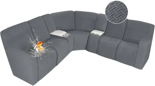Vista 7 de ALIECOM Fundas 100% impermeables para sofá seccional reclinable, forma de L, elásticas, para esquina, funda para sofá seccional reclinable, lavable