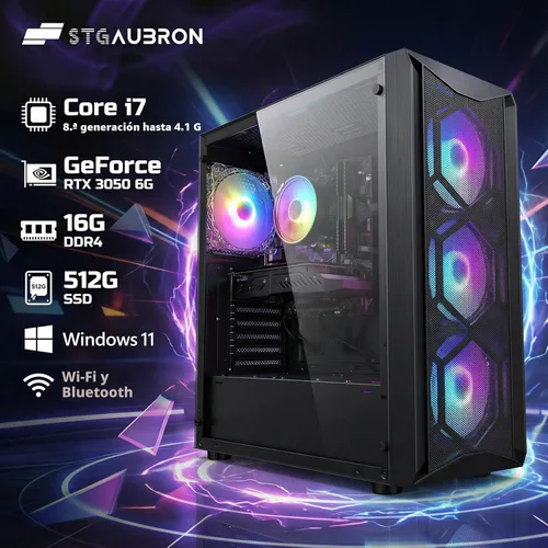 Vista 2 de STGAubron Computadora de escritorio para videojuegos, Intel Core i7 8ª generación hasta 4.1G, GeForce RTX 3050 6G, 16G DDR4, 512G SSD, WiFi 6, BT
