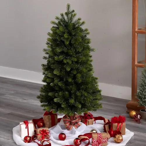 Vista 8 de Árbol de Navidad artificial de abeto de montaña de Colorado delgado de 4 pies con 150 multifunción con control remoto), micro luces LED blancas