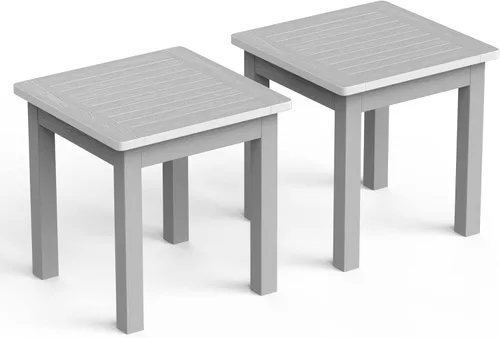 Vista 23 de YEFU Mesa auxiliar de exterior para patio: HIPS de 16 pulgadas resistente a la intemperie, mesas Adirondack resistentes al agua - Mesas auxiliares
