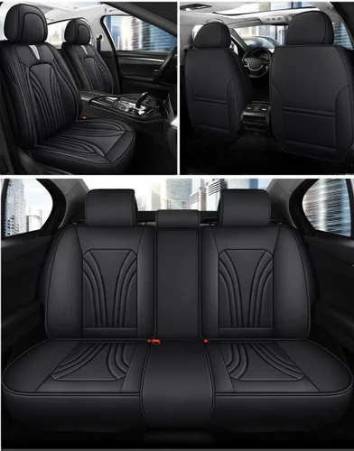 Vista 2 de Juego de fundas de asiento de automóvil para Honda Civic 2003-2025, piel sintética impermeable, compatible con bolsas de aire y protector de cojín