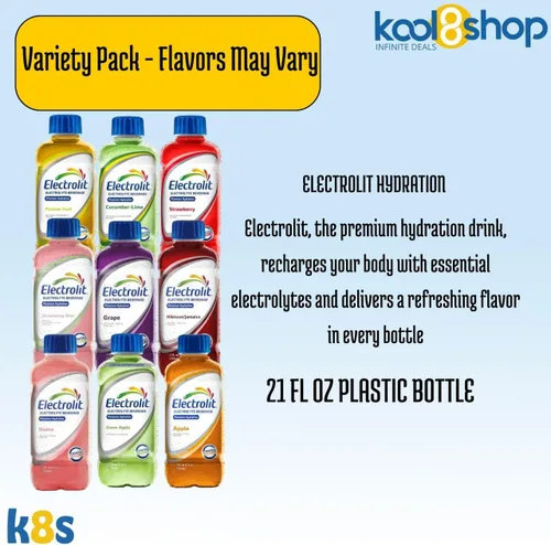 Vista 5 de Electrolit KOOL8SHOP Infinite Deals - Paquete variado de sabores que pueden variar bebidas de hidratación con electrolitos, botellas de plástico