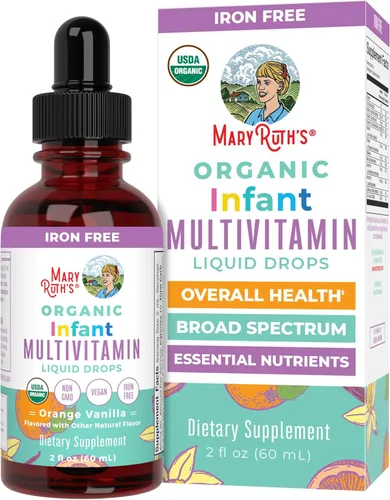 Vista 10 de MaryRuth Organics Multivitamínico y multimineral con hierro para niños pequeños USDA Organic Sin azúcar Gotas líquidas multivitamínicas