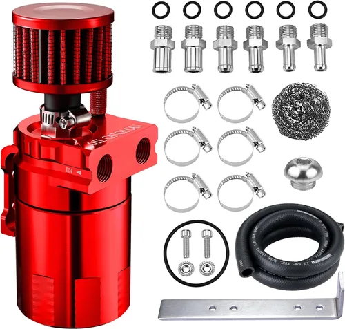 Vista 12 de EVIL ENERGY Lata de captura de aceite, kit universal de lata de captura deflectada con filtro de respiradero, tanque separador de aceite de aire