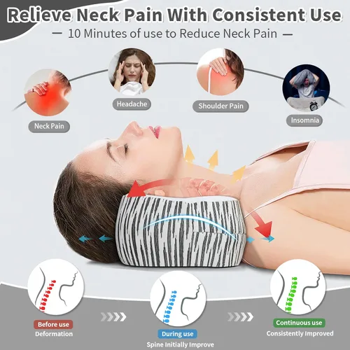 Vista 5 de Almohada de Apoyo para el Cuello, Pequeña Almohada Cervical Enrollable de Espuma de Memoria, Dispositivo de Tracción Cervical, Almohada de Respaldo