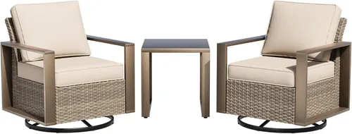 Vista 14 de Sofá de Mimbre Metálico para Patio de 75", Sofá Sillón de Ratán para Exteriores de 3 Asientos para Todo Tipo de Clima con Cojines Premium