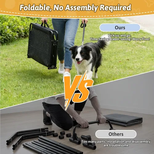 Vista 7 de Catre elevado plegable para perro, no necesita montaje, cama elevada plegable impermeable para perros, cuna para perros al aire libre, cama hamaca